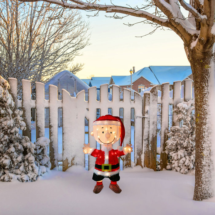 The Holiday Aisle PreLit 3D Charlie Brown in Santa Suit Yard Art Decor
